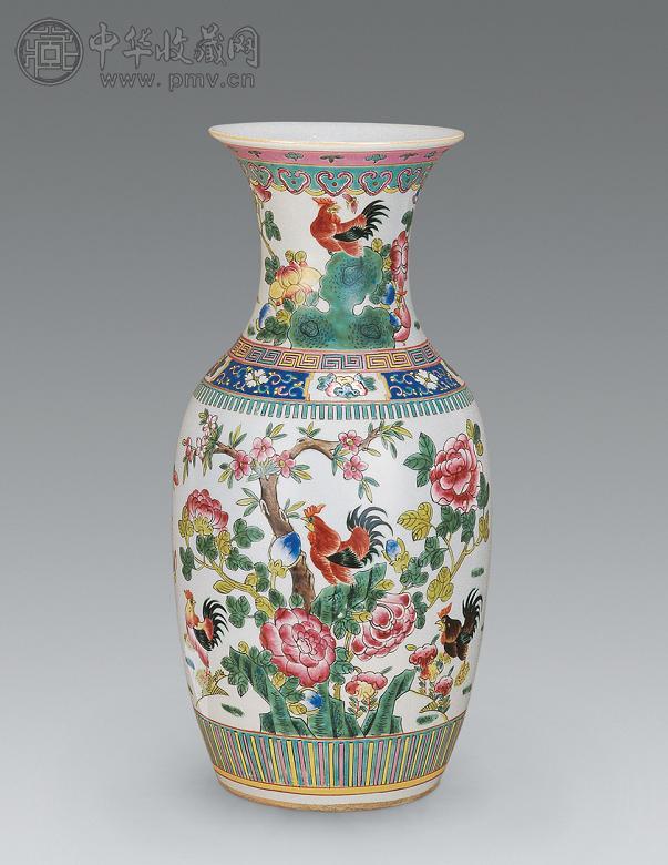 民国 粉彩九鸡图大瓶