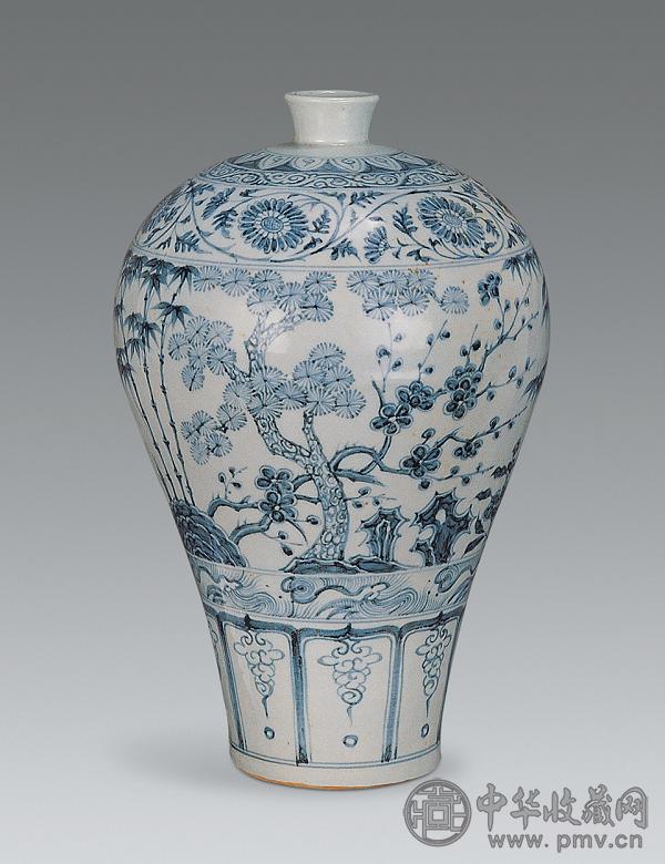 明 青花三君子梅瓶