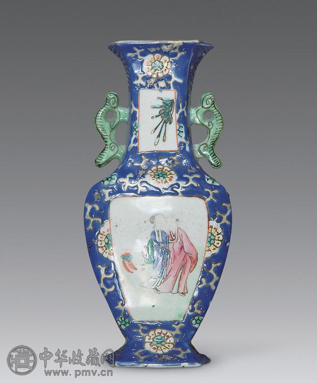 清乾隆 粉彩人物纹壁瓶