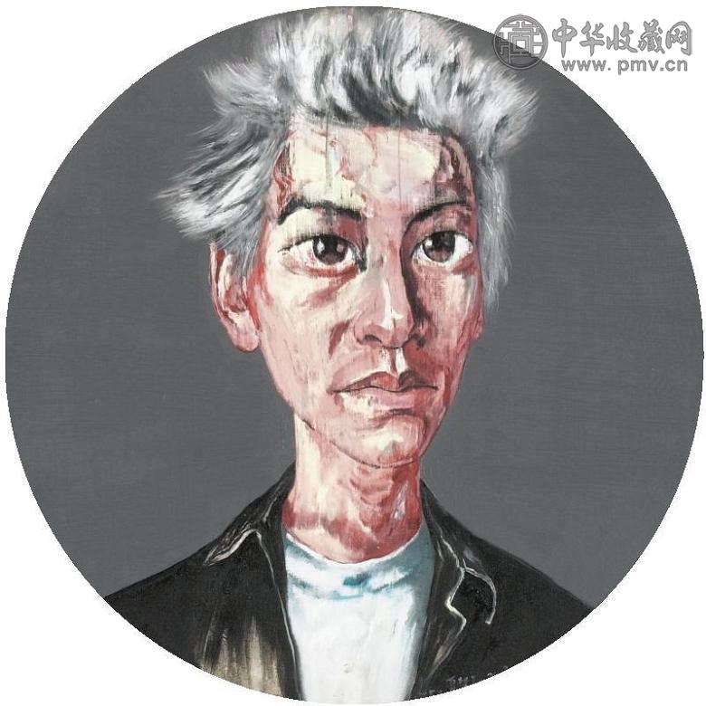 曾梵志 2003年作 男肖像 油画画布