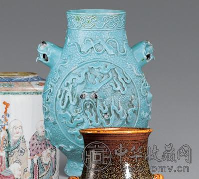 松绿釉双耳小瓶