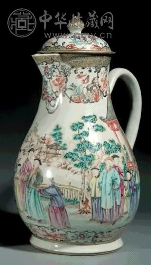 清乾隆 出口瓷粉彩人物盖壶