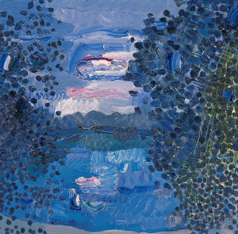 邓国源 2004年作 在郊外-穆希湖之夜 布面油画