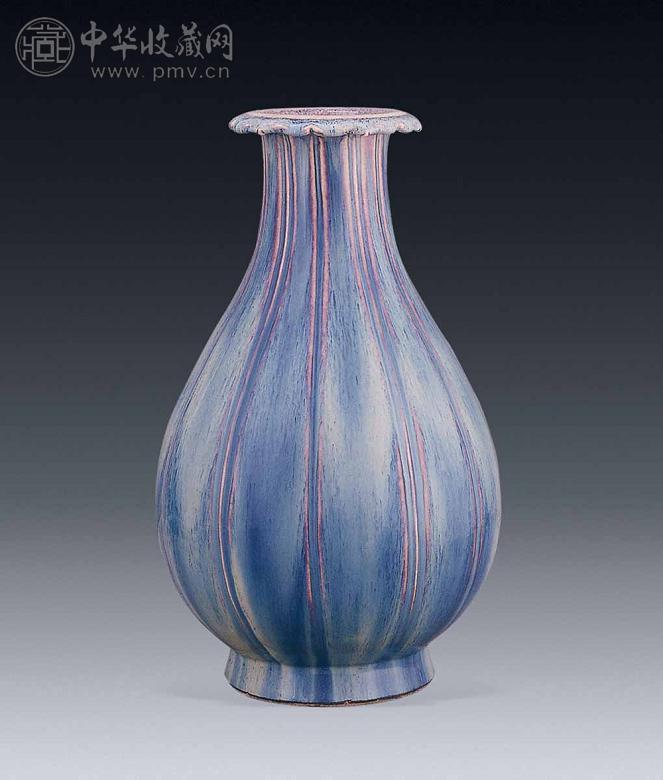 清 窑变瓜棱花口瓶