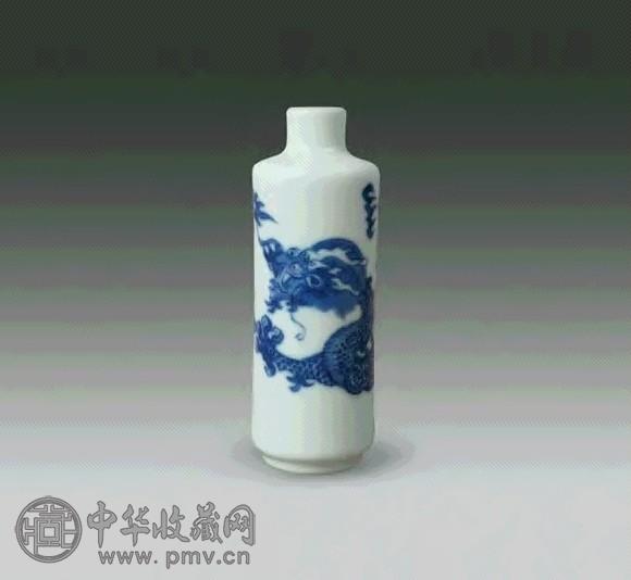 清道光 青花龙纹烟壶