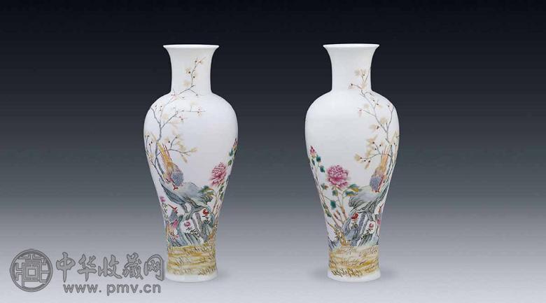 民国 粉彩双凤瓶(2件)