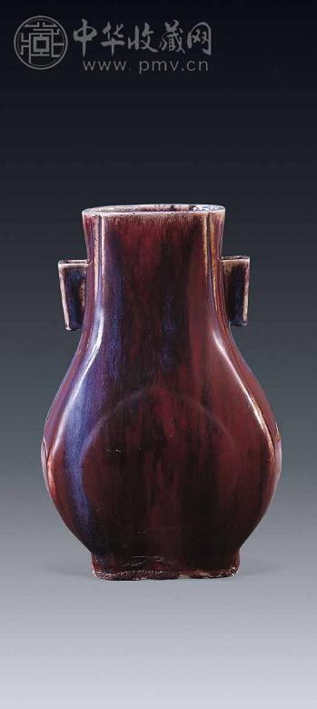 民国 窑变贯耳瓶
