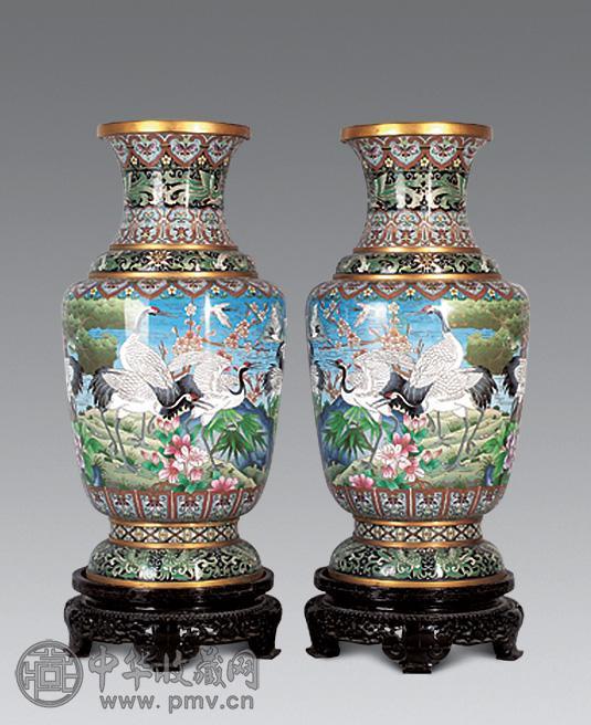 景泰蓝松鹤纹大花瓶(1对)