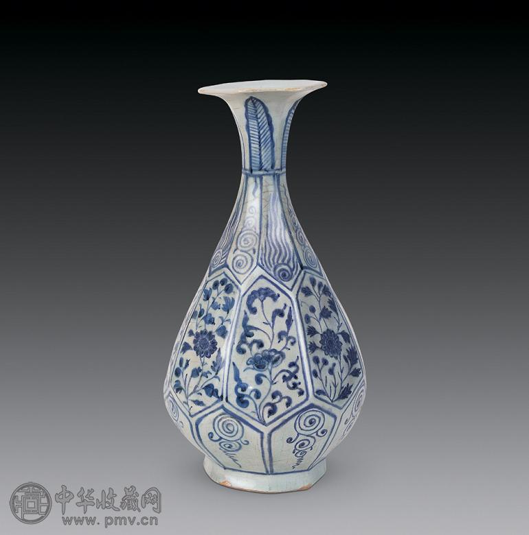 元青花花卉八棱玉壶春瓶收藏资讯|艺术家|书画家|书画名人|书法家-中华