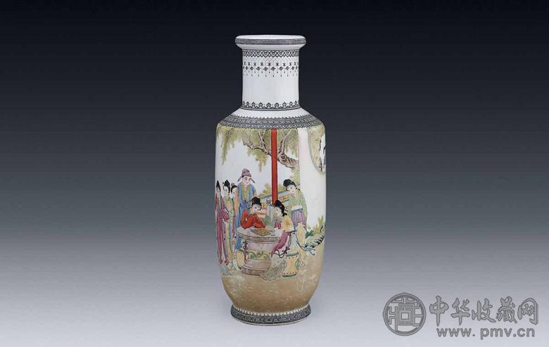 50年代 粉彩人物瓶