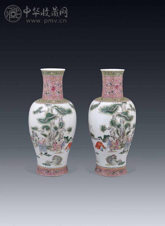 民国 粉彩人物瓶(2件)