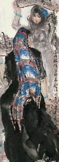 林峰 1987年作 叙秋图 立轴 设色纸本