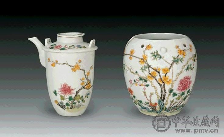 清光绪 粉彩花卉纹套壶