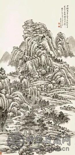 吴徵 隔树有书声 立轴 水墨纸本