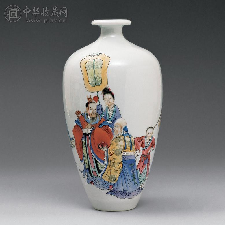 民国 粉彩福禄寿三星图瓶