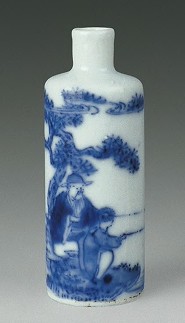 清道光 青花垂钓图烟壶