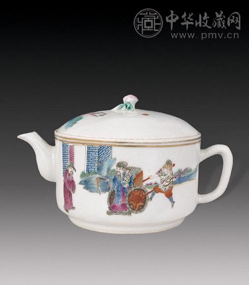 清光绪 粉彩人物茶壶