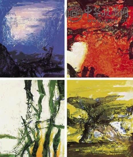 赵无极 2000年作 NO.398 NO.399 NO.400 NO.401(共4幅) 石版