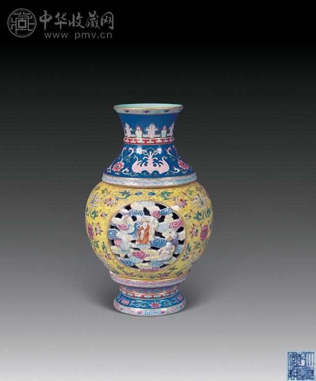 民国 粉彩十八罗汉转心瓶