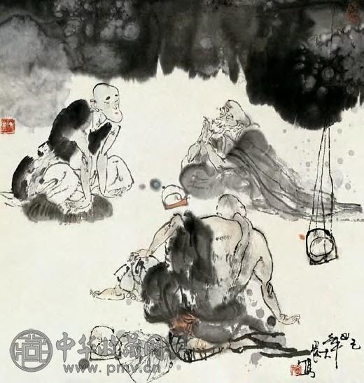 施大畏 三仙图 轴