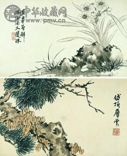 周闲 清 花卉 册页(12开选2)
