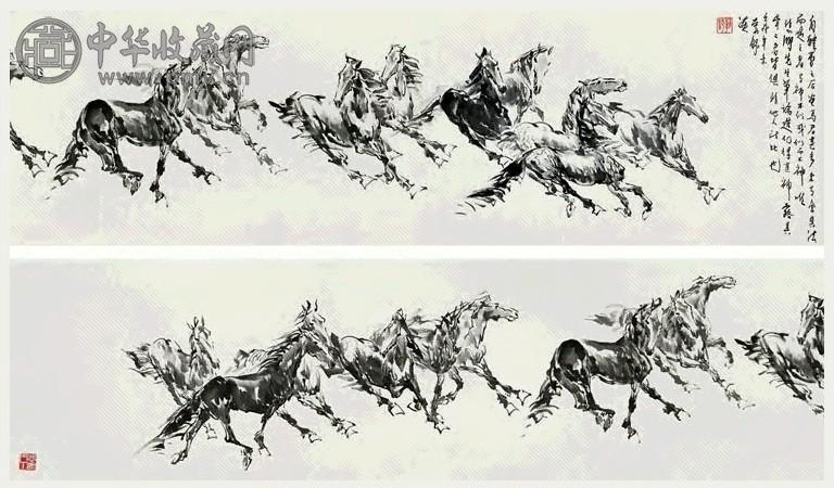 刘勃舒(壬戌)1982年作 群马图 镜心 水墨纸本