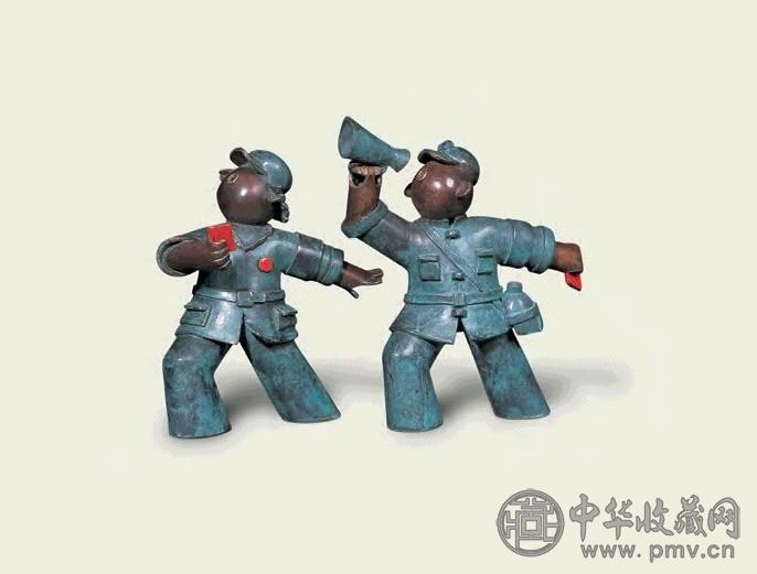 蒋朔 2003年 红卫兵(2件) 铜雕