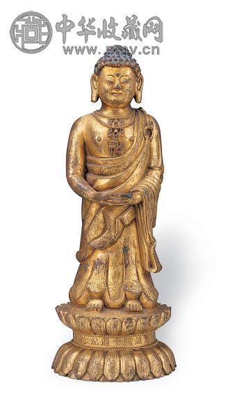清早期 铜鎏金阿弥陀佛立像