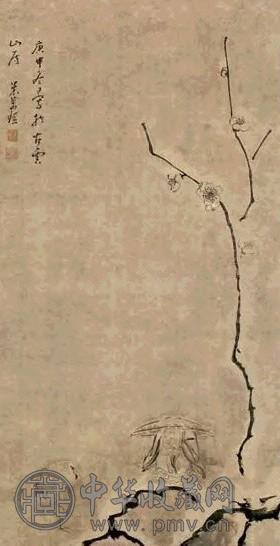 米万钟 1690年作 梅荫爱鹤图 立轴 水墨纸本