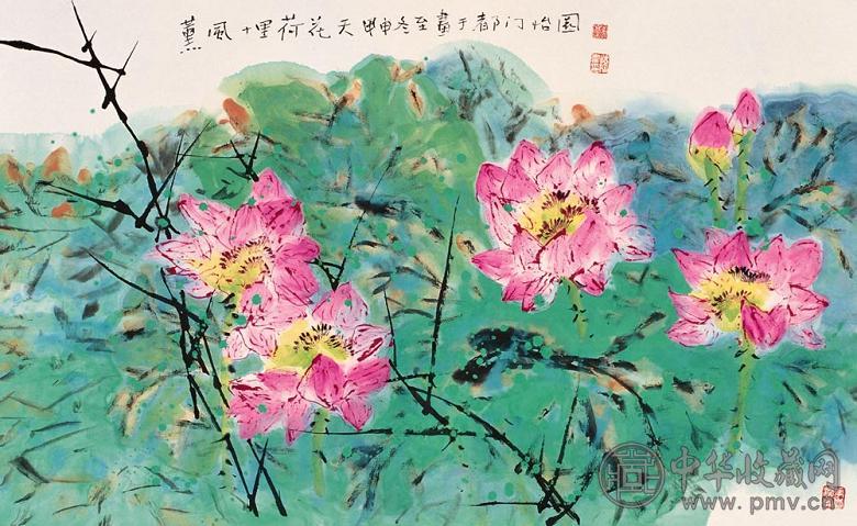 郭怡孮 甲申(2004年)作 薰风十里荷花天 镜心 设色纸本