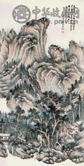 吴琴木 1943年 秋山闲对图 轴 纸本设色