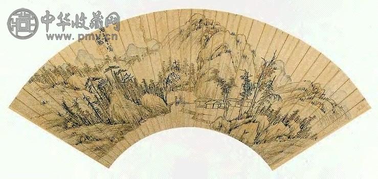 明 莫是龙 山水 扇面