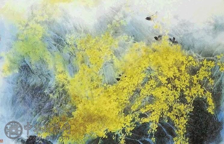 近现代 冯霖章 花里弄春禽 镜心