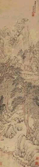 孙枝 壬辰(1592年)作 山水 立轴 设色纸本