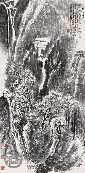 李行简 2004年作 山水有清音 镜心 水墨纸本