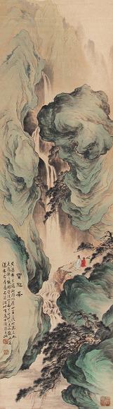 马戎之 山水 立轴 设色纸本