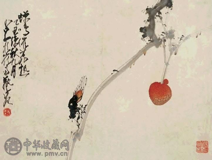 赵少昂 1985年作 荔枝鸣蝉图 镜心 设色纸本