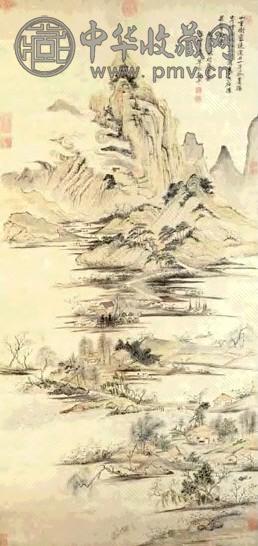 清 恽寿平 仿赵令穰水村渔乐图 轴