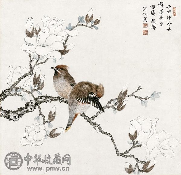 溥僩 1932年作 伴侣 镜心 设色纸本