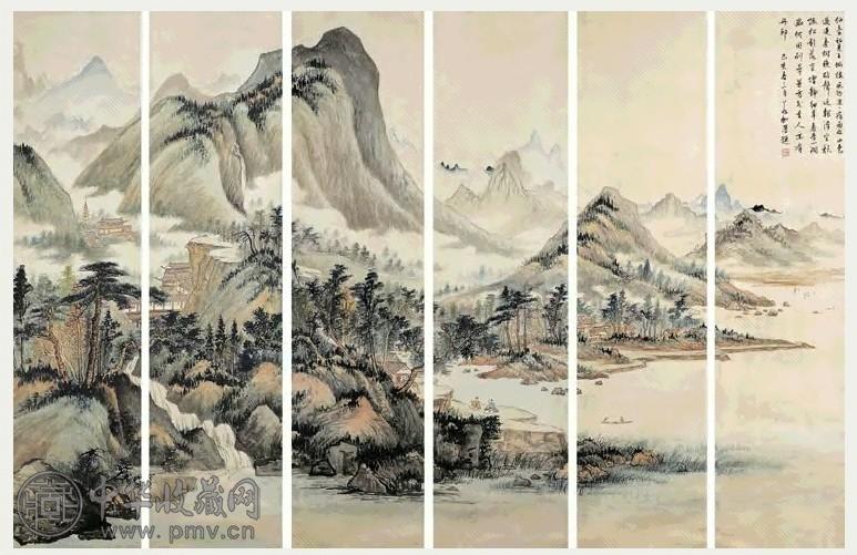 若瓢 仙台风物通景 六屏