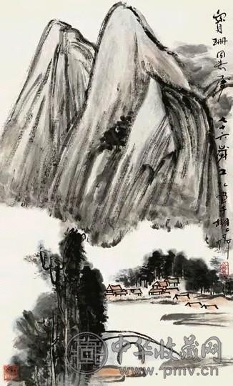 谢之光 山水 轴 设色纸本