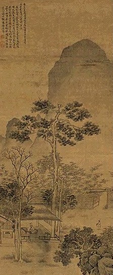 居节 松斋晏坐图 镜心