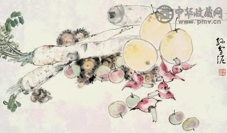 孙雪泥 蔬果园 立轴 设色纸本