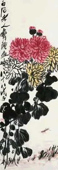 齐白石 菊花小虫 立轴 设色纸本