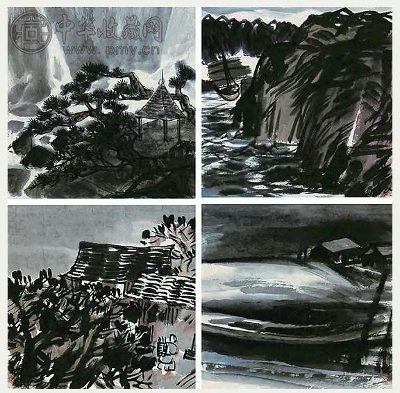 林风眠 山水 镜心(4帧)