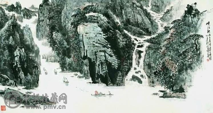 郭公达 峡江秋 镜心 纸本