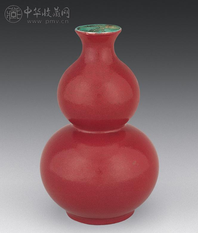 民国 胭脂红葫芦瓶