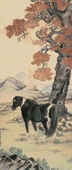 张启宗 秋郊骅骝 立轴 设色绢本