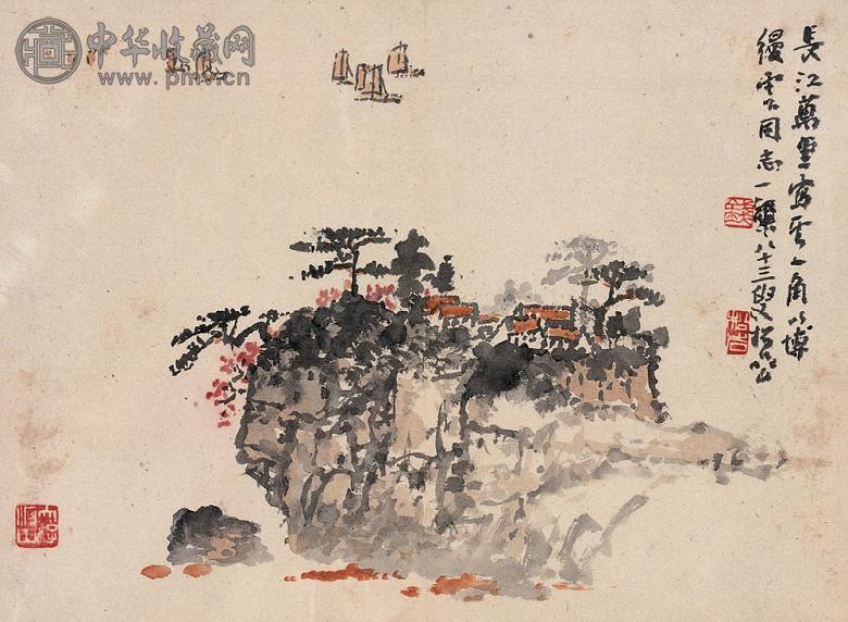 钱松嵒 长江一角 镜心 设色纸本