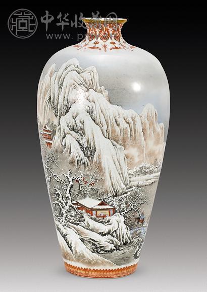 粉彩雪景大梅瓶